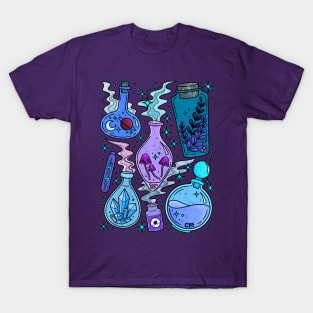 Magic Potion Bottles for Witches Purple T-Shirt